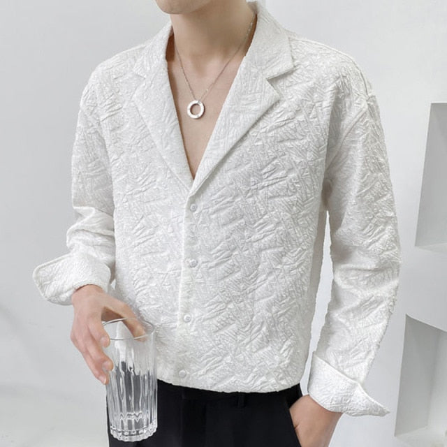 Notch Lapel Loose Long Sleeve Shirt