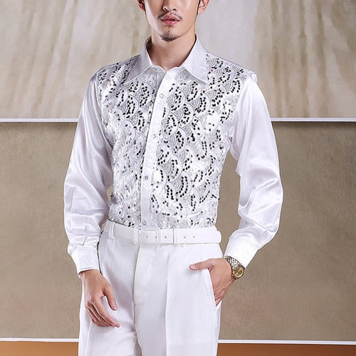 Viscose Light Bright Paisley with Sequin Detail Men Shirt