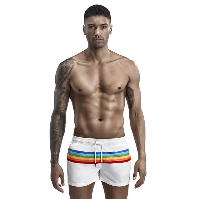 Rainbow Stripe Decorated Sporty Shorts