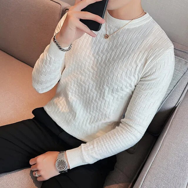 Plaid Woven Knitted Sweater
