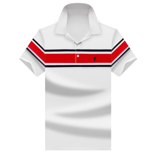 Red Horizontal Line Decorated Polo Shirt