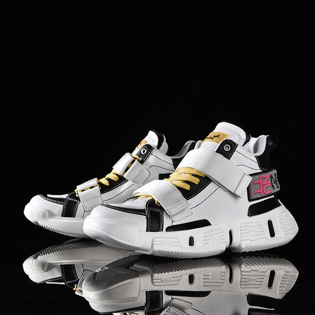 Casual Black White Green Strap Lace Men Sneakers