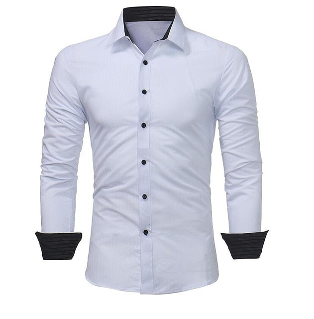 Striped Men Slim Fit Long Sleeves Dress Shirt
