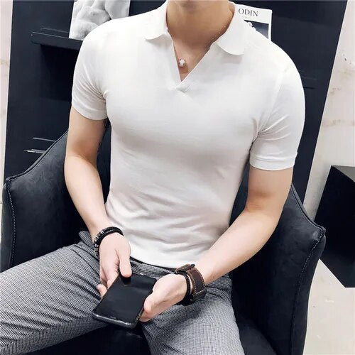Solid Color Short Sleeve Polyester Polo Shirt