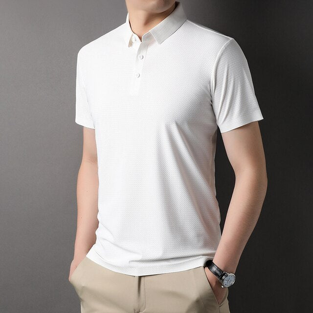 Plain Casual Turn Down Collar Polo Shirt