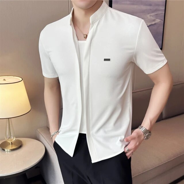 Casual Polyester Spandex Short Sleeve Shirt
