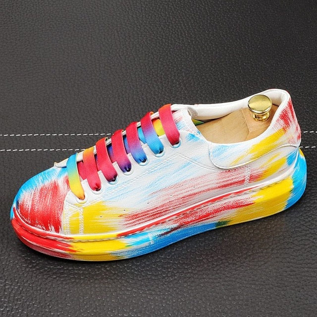 Cheerful Abstract Rainbow Color Painting Sneaker