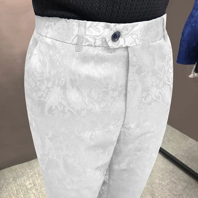 Jacquard Pattern Polyester Trousers