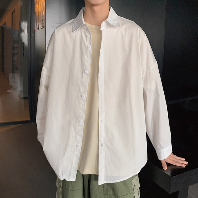 Black/White Plus Size Loose Long Sleeve Shirt