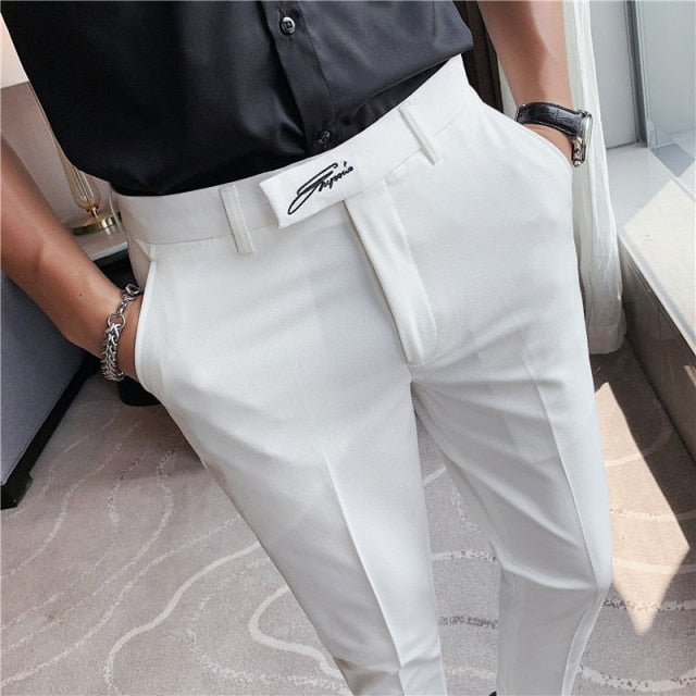 Letter Decorated Short Waist Sash Style Trousers