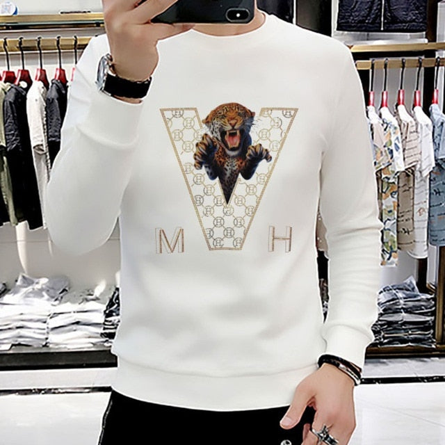 European Tiger Letter Printed Sweater