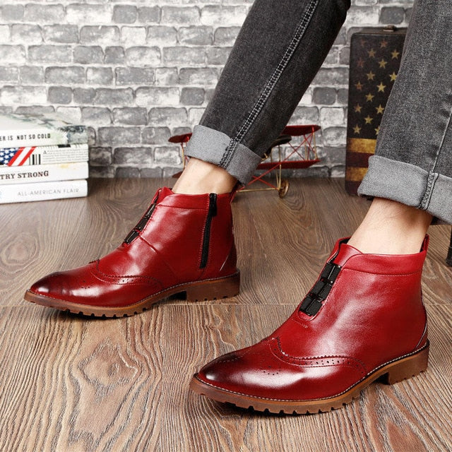 Pointed Toe Clean Casual Style Men Ankle Boots