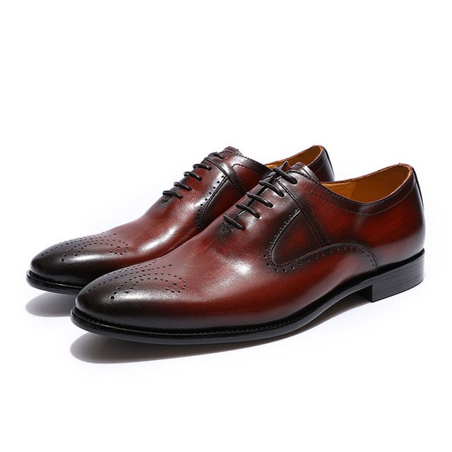 Formal Plain Toe Handmade Color Men Oxford Leather Shoes