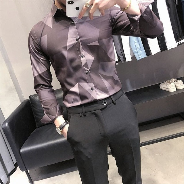 Two-Toned Abstract Geometric Patterned Shirts