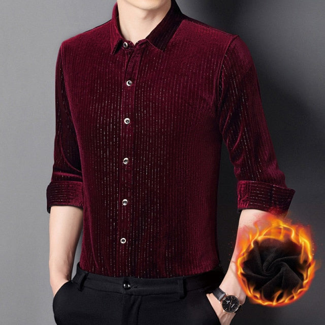 Casual Button Closure Striped Polyester Long Sleeve Shirt