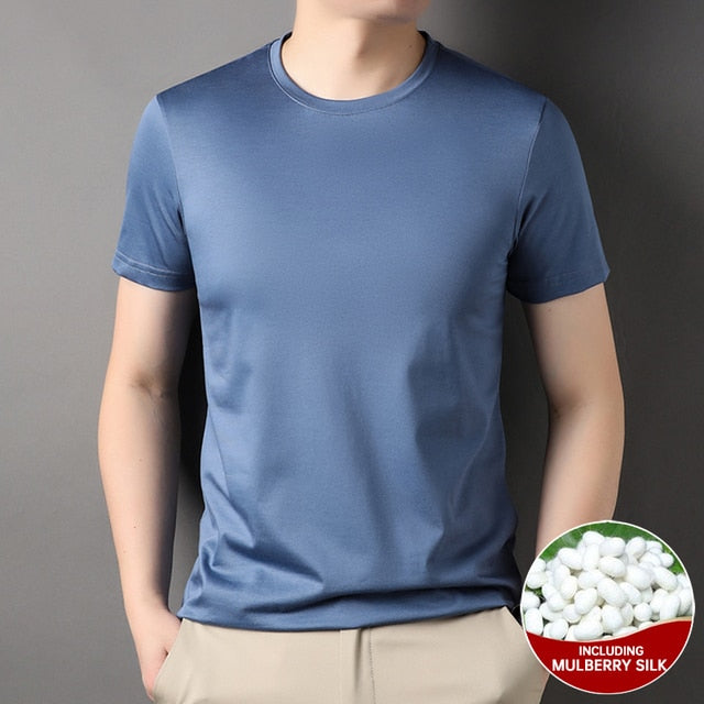 Mulberry Silk Solid O-Neck T-Shirt