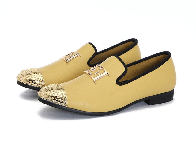 Double E Metal Rivets Cap Toe Style Loafers