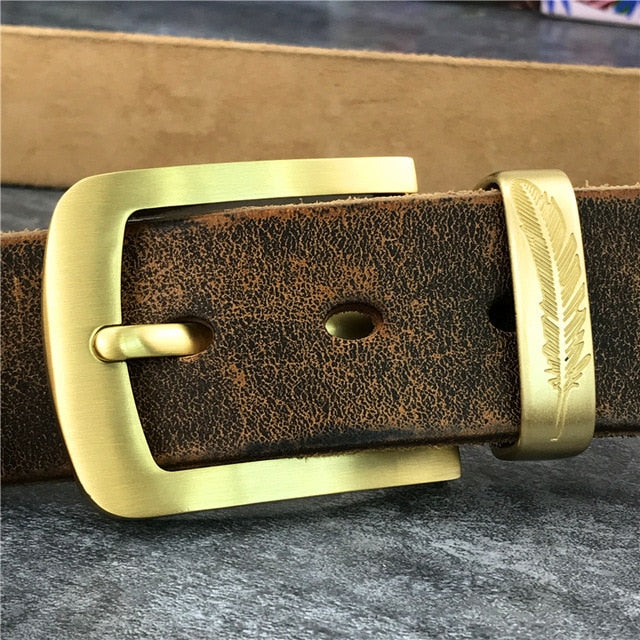 Vintage Style Cow Leather Brass Belt