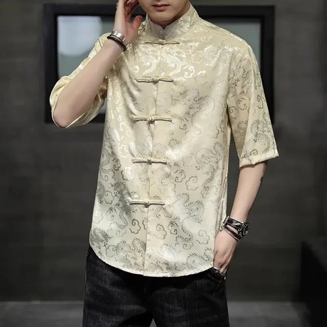 Dragon Embroidery Plus Size Chinese Style Shirt