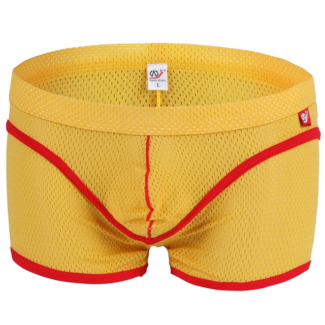 Breathable Mesh Two-tone Line Decorated Boxer