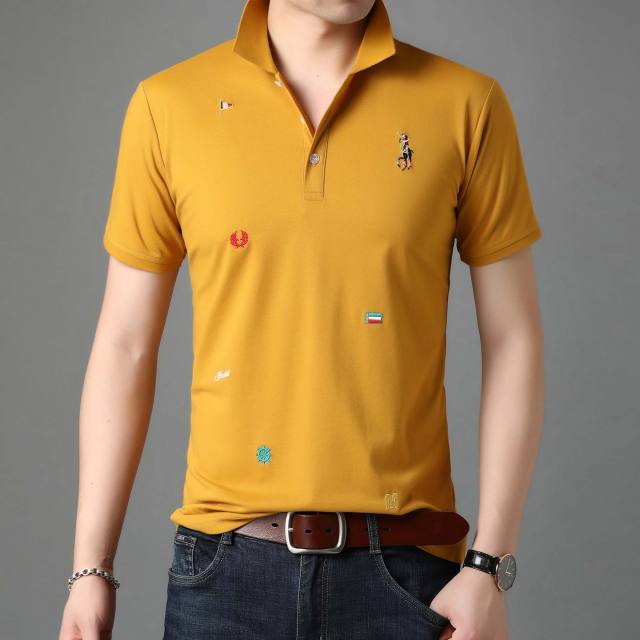Fantasy Battle Embroidery Pattern Decorated Polo Shirt