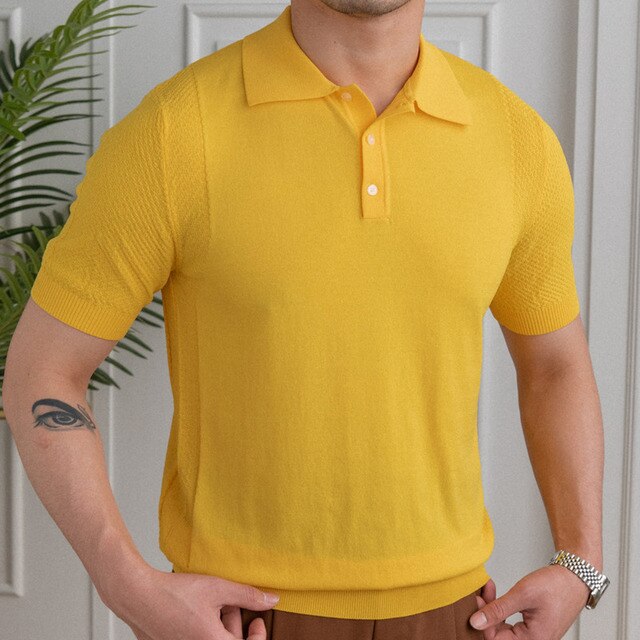 Solid Color Button Polo Shirt