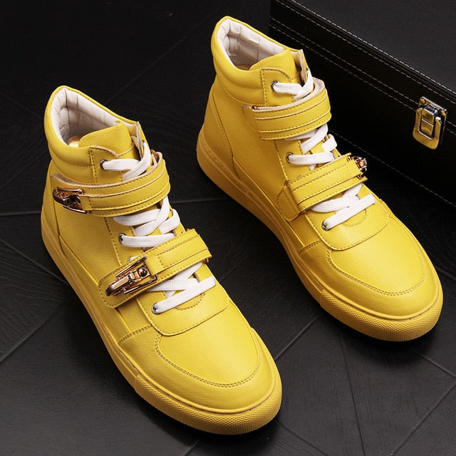 High Top Metal Hook And Loop Decoration Men Sneakers