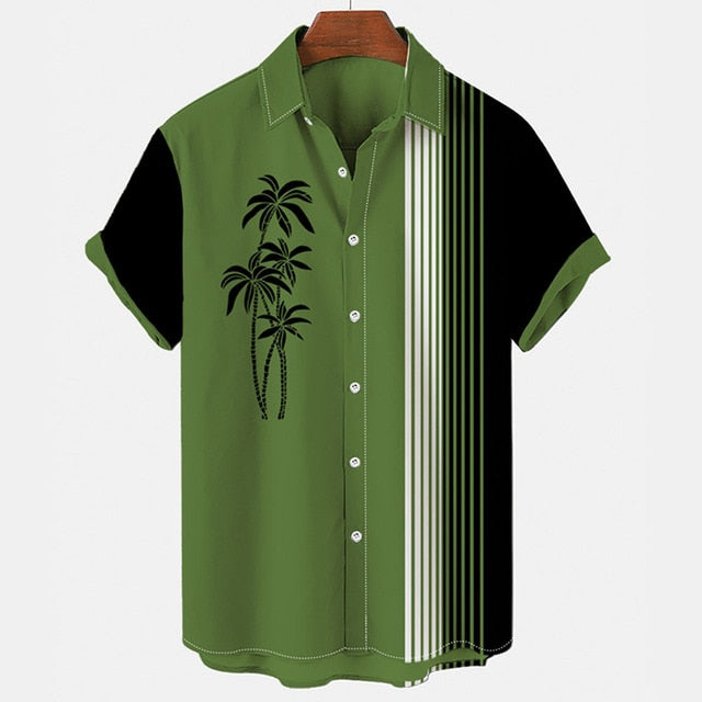 Palm Tree Printed Short Sleeve Shirt