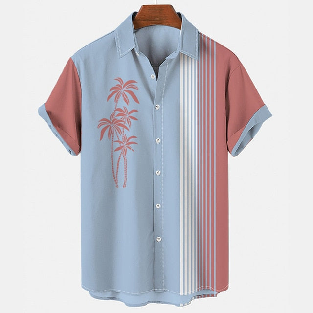 Palm Tree Printed Short Sleeve Shirt