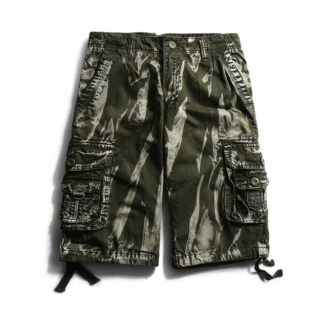 Abstract Faded Style Cargo Jeans Shorts