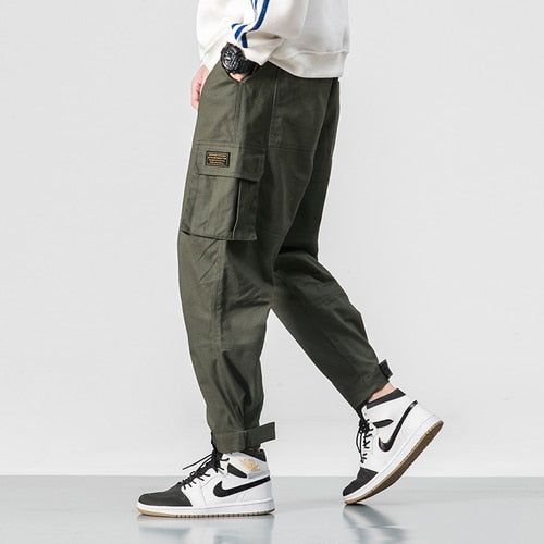 Multi Pocket Elastic Waist Hip Hop Casual Style Men Pants