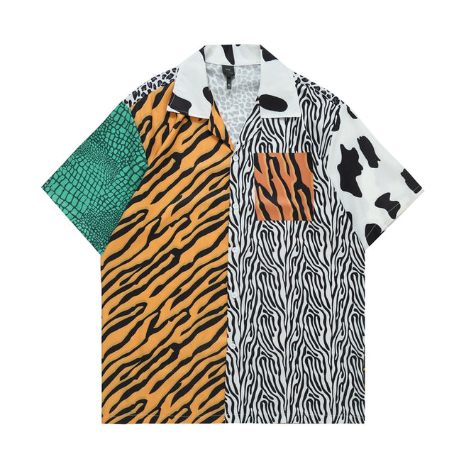 Dark Zebra Patchwork Printed Shirt