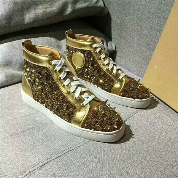 Solid Bright Rivets Studs High Top Style Men Sneaker