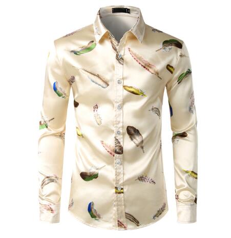 Abstract Ink Splash Prints Men Satin Shirt