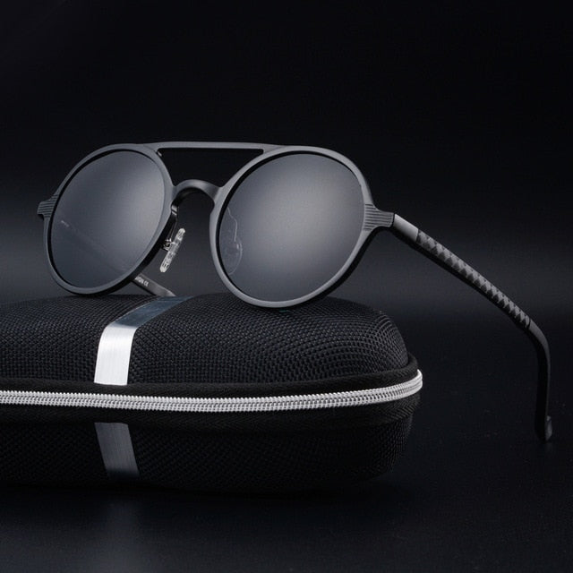 Round Style in Aluminium Magnesium Frame Men Polaroid Sunglasses