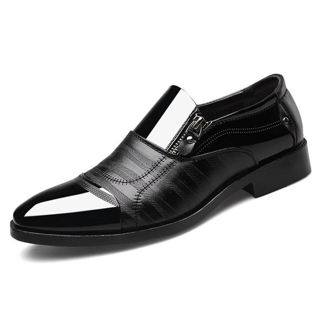 Shining Center Leather Slip-On Shoes