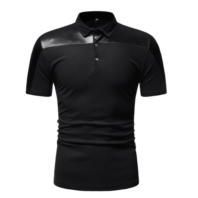 Gold Bronzing Patchwork Slim Fit Short Sleeves Casual Style Men Polo Shirt