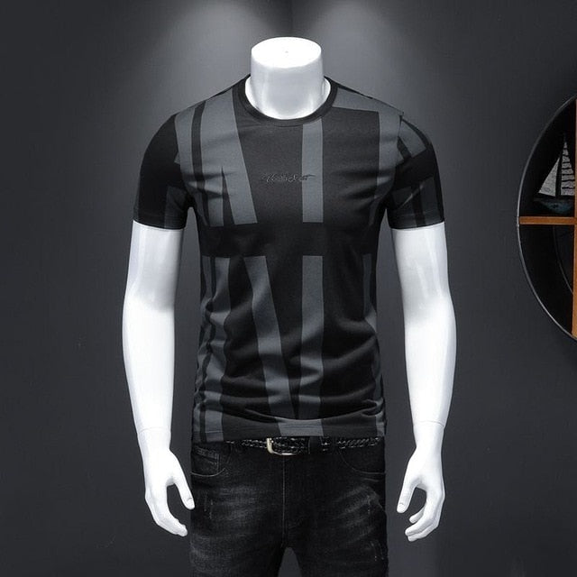 Summer Men Cotton Stretch Short Sleeved T Shirt