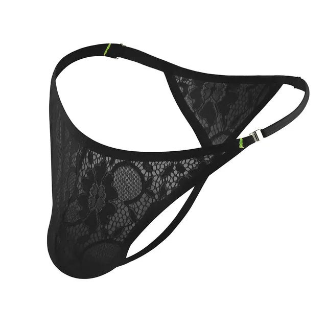 Lace Side Buckle See-Through G-String