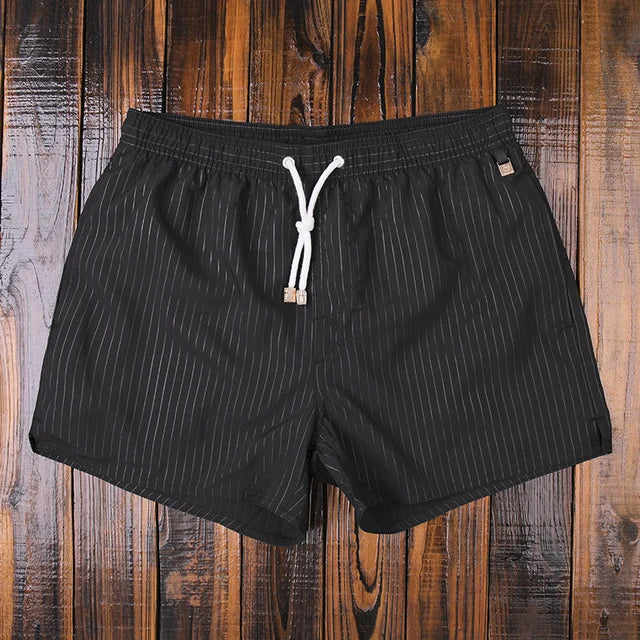Stripes Drawstring Beach Shorts