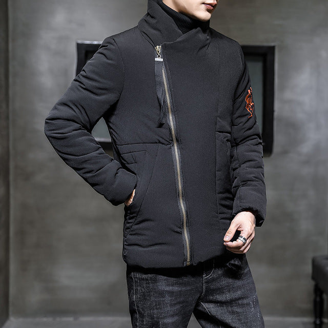 Solid Color with Chinese Style Embroidery Men Padded Jacket