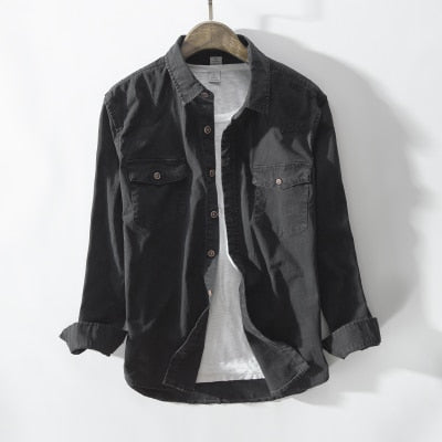 Chest Pockets Men Safari Look Long Sleeve Shirt