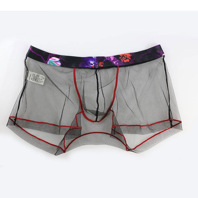 Floral Printed Mesh Convex Underwear