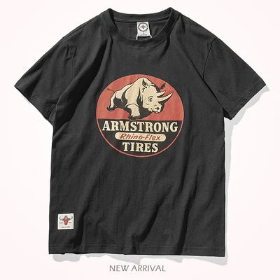 O-neck Rhino Printed T-Shirt