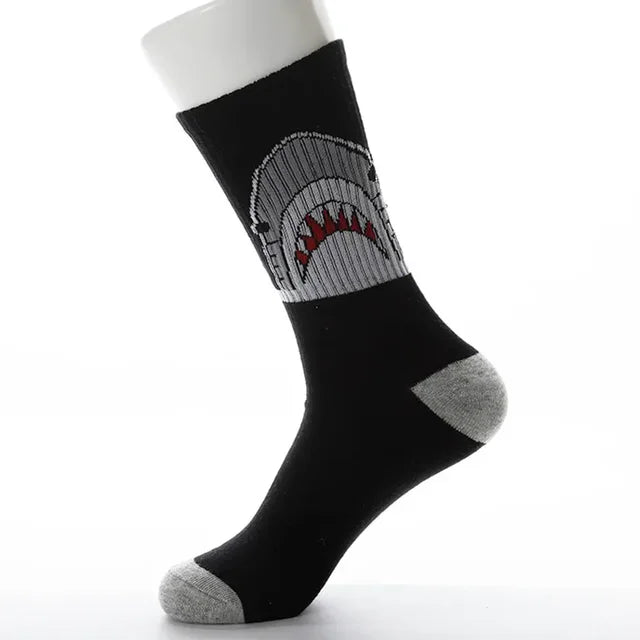 Cartoon Shark Pattern Cotton Socks