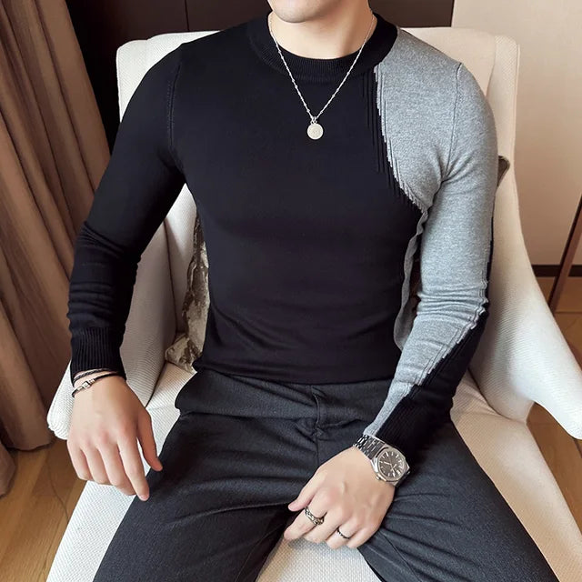 Patchwork Color Long Sleeve Sweater