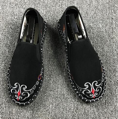 Canvas Vintage Mix Chinese Traditional Style Men Slip On Shoes - FanFreakz