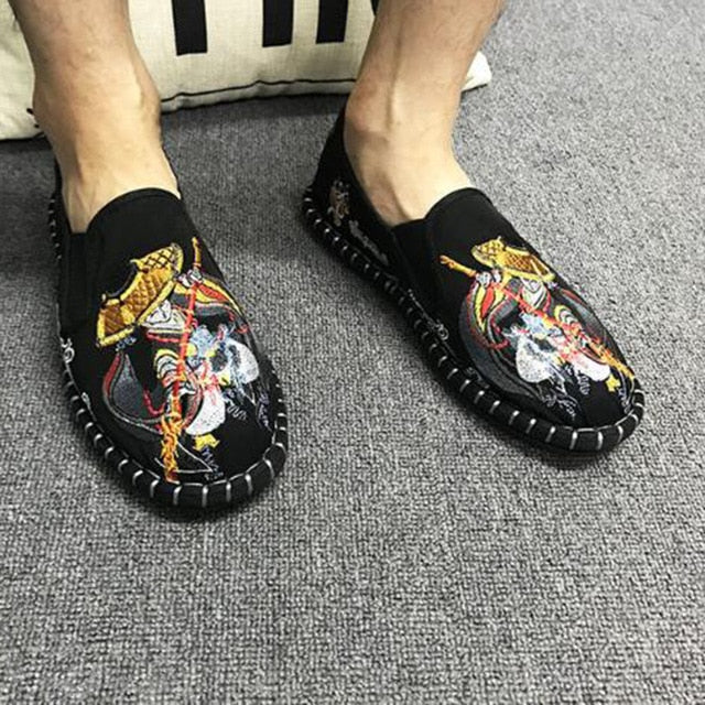 Canvas Vintage Mix Chinese Traditional Style Men Slip On Shoes - FanFreakz