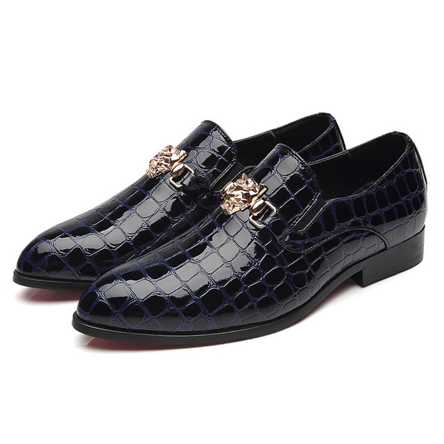 Luxury Crocodile Grain with Metal Ornament Men Loafers Shoes