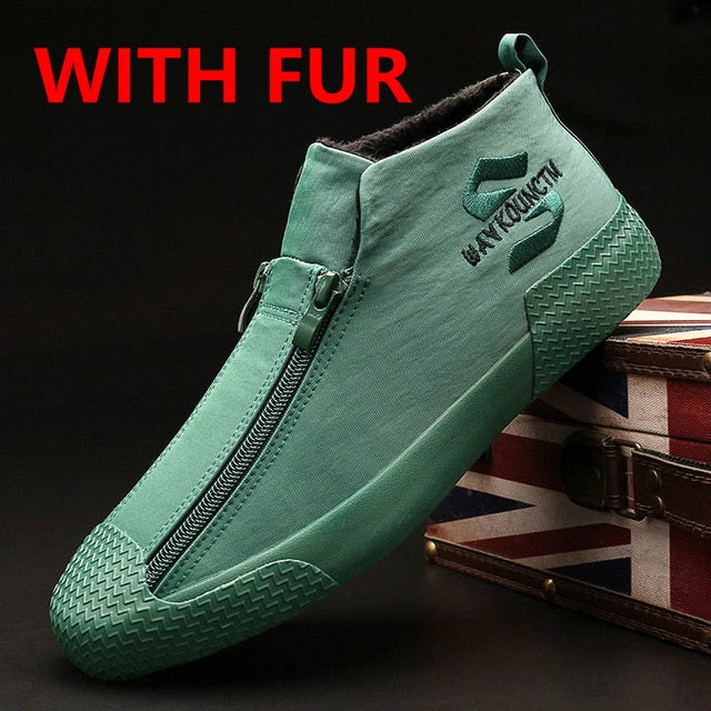 Warm Winter Fashion Fur Zipper Men Boots